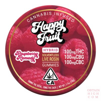 Raspberry Remedy Rosin Cannabis Gummies 1:1:1 THC:CBC:CBG by Happy Fruit